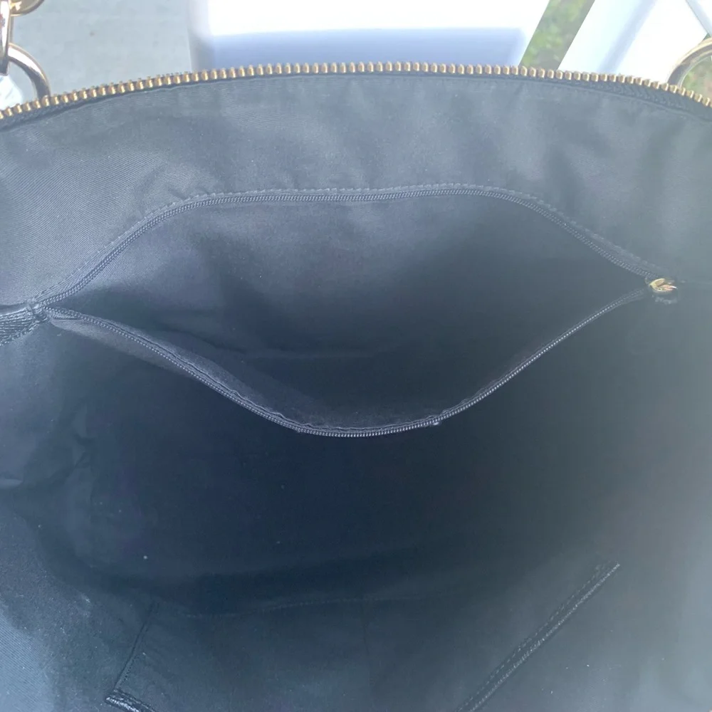 Coach Black Leather Shoulder Bag with Gold Hardware